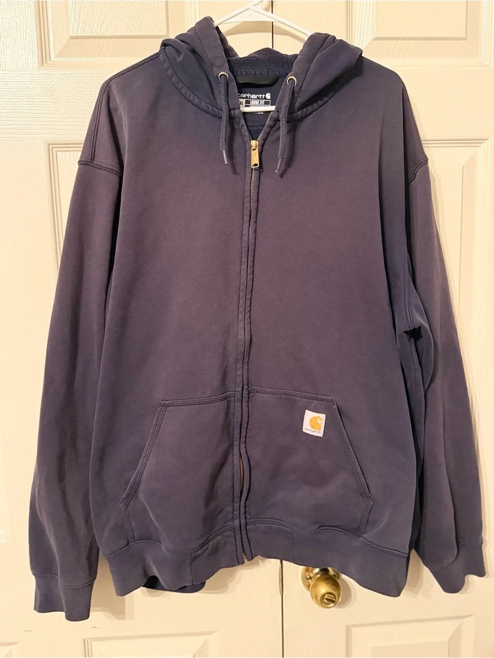 Carhartt Slate Blue Hooded Zip Jacket with Gold Logo